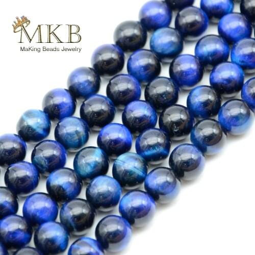 A+ Natural Blue Tiger Eye Stone Round Beads For Jewelry Making 4 6 8 10 12mm Gem Beads Diy Bracelet Accessories Wholesale Perles