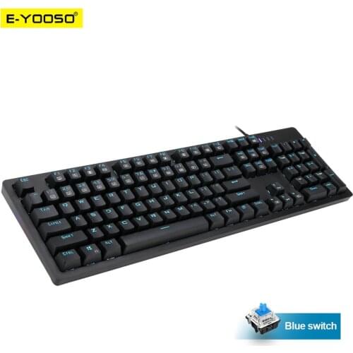 E-YOOSO K610 USB Mechanical Gaming Keyboard Blue Switch DIY 104 Key Backlit for Computer PC Gamer Russian us