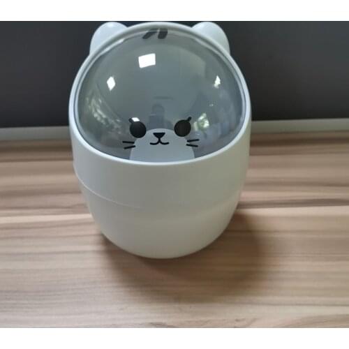 Rocking Lid Design Multifunctional Storage Bin Cute Desktop Cartoon Mini Trash Can Creative Decoration Home Daily Necessities