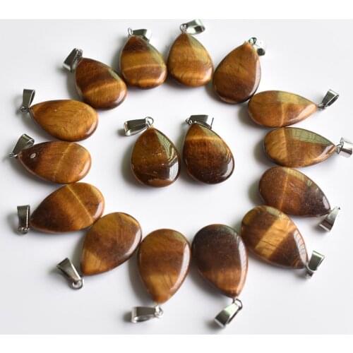 Fashion good quality natural tiger eye stone water drop shape pendants for jewelry making Free shipping Wholesale 24pcs/lot