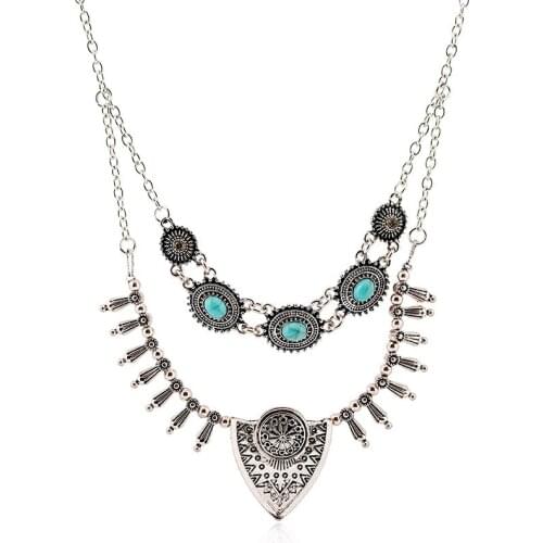 RE Fashion Jewelry Choker Necklace Women Boho Layering Big Pendant Clavicle Chain Necklace Delicate Banquet Jewelry J35