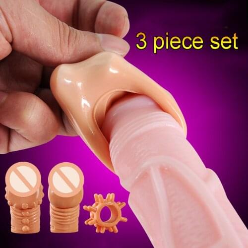 Male Reusable Penis Enlargement Extend Ring Silicone Cock Extension Sleeves Sex Toys for Man Adults Intimate Goods L1