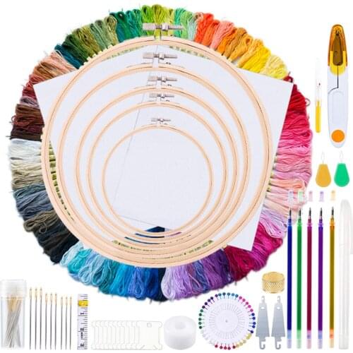 1 Set 100 Colors Thread With Bamboo Embroidery Circle Set Accessories Set Embroidery Thread SetSewing Accessories