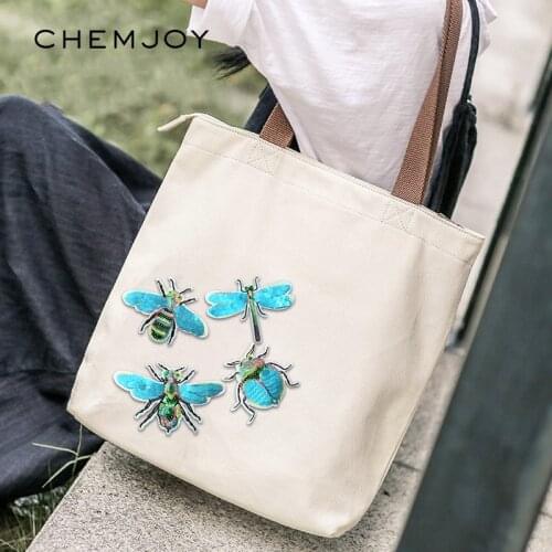 Set of 4 Ladybug Bee Sequins Patch for Clothes Iron on Patch Sewing Applique Bags Clothes Sticker DIY Badge Apparel