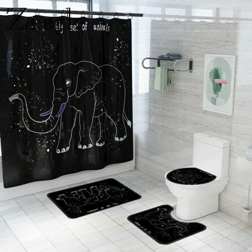Home Decoration Bath Mat Waterproof Shower Curtain Set Bathroom Carpet Rug Absorbent Toilet Seat Cover Mat Floor Carpet Set