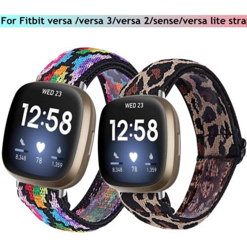 Nylon Solo Loop Straps for Fitbit Versa 3 Smart Watch Women Men Adjustable Watch Strap for Fitbit Sense / Versa 2/ Versa