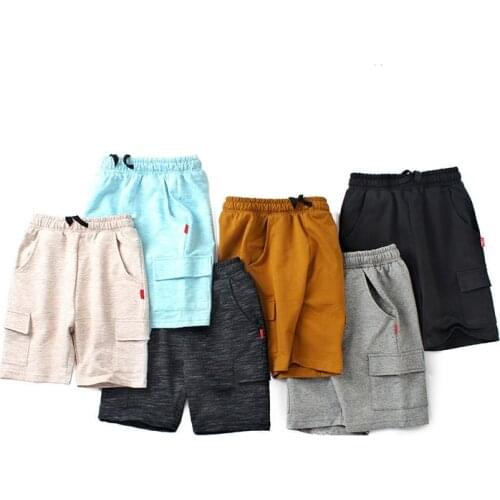 2021 Summer New Boys Shorts Pure Cotton Casual Fashion Solid Color Fve-Point Pants Overalls Childrens Pants Kids Clothes