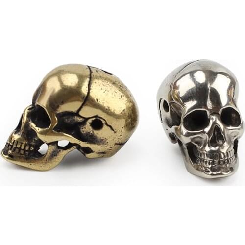 New Brass Skull Knife Beads Umbrella Rope Bead Outdoor Vintage Skull Paracord Beads Accessories Wholesale