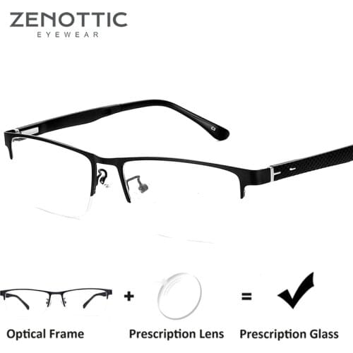 ZENOTTIC Half frame Prescription Progressive Glasses Men Anti Blue Light Photochromic Reading Eyewear Optical Myopia Eyeglasses
