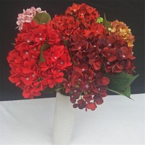 One Silk Hydrangea Bunch Flower Autumn Series Color Five Heads Hydrangea for Wedding Centerpieces Christmas Party Decoration