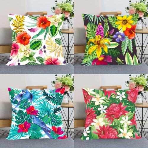 Custom Tropical Zipper Pillowcase Home Decoration Satin Fabric Square Pillowcase 40x40cm Bedroom Pillow Cover 0511