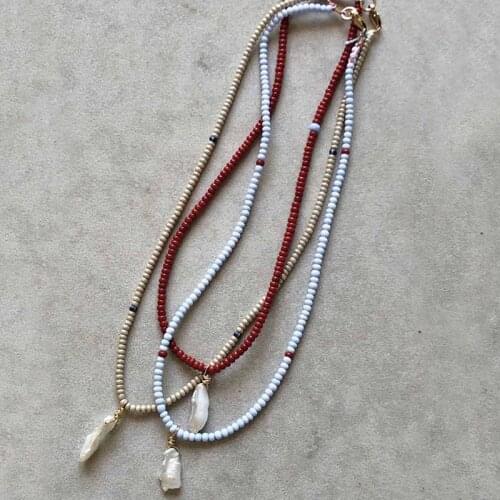 Boho freshwater PEARL CHOKER PERIWINKLE pendant necklace women erkek kolye bijoux femme seed bead necklace collares de moda 2019