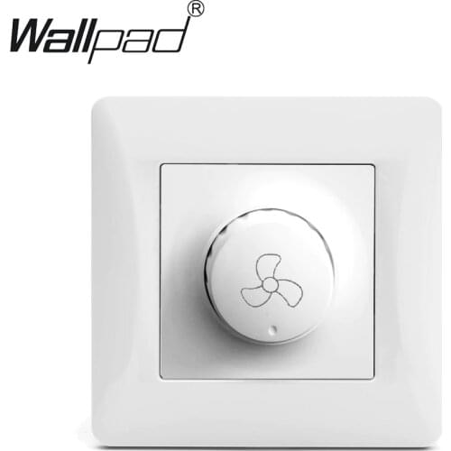 Fan Switch Wallpad White Luxury Plastic Panel EU European Standard 110-250V Rotary Fan Speed Control Fan Switch with Claws