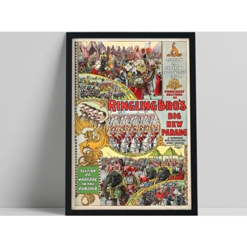 1899 Ringling Bros Poster, Florida Greatest Circus Show Horse Wall Picture, Vintage Animal Human Prints Art, Bedroom Wall Decor