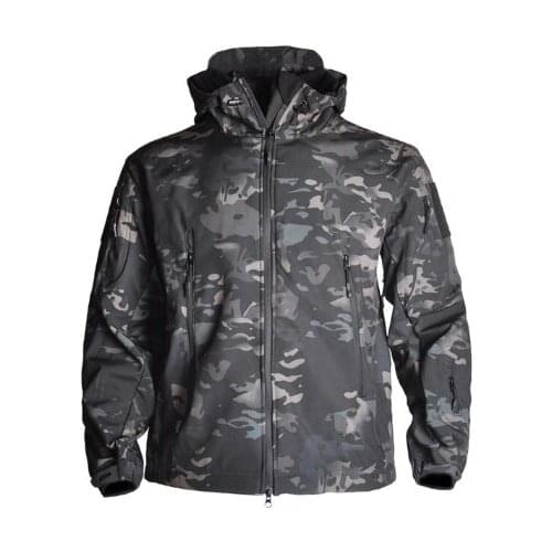 Hiking Jackets Shark Skin Soft Shell Clothes Tactical Jacket Mens Windbreaker Flight Pilot Hood Military Fleece Field Jacket