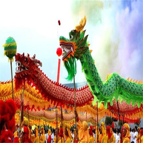 4m Length Dragon Dance Costume 4 Players 8-12 Age Children Student School Halloween Party Performance Parade Folk Stage China
