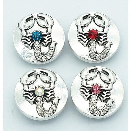 Fashion beauty elegant Colorful rhinestone Scorpion 18MM snap buttons fit snap bracelet snap jewelry wholesale KZ3132