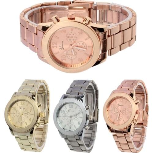 Genf Damen Uhr Hohe Qualitat Edelstahl Damen Uhr Quarz Uhr Genf Uhr Damen Rose Gold Uhr Reloj Mujer Uhr