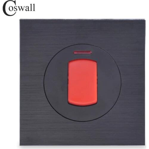 Coswall 45A DP Switch With Neon For High Power Water Heater On / Off Electric Wall Air Conditioner Switch Black Aluminum Panel