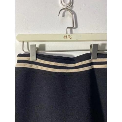 Womens Stripes Mini Skirt A-Line Patchwork Elastic Waist Knitted Jupe Summer Autumn 2021 New Female Knitwear Short Skirt