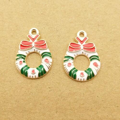 10pcs 16x22mm christmas charm enamel charm for jewelry making and crafting earring pendant necklace bracelet charm