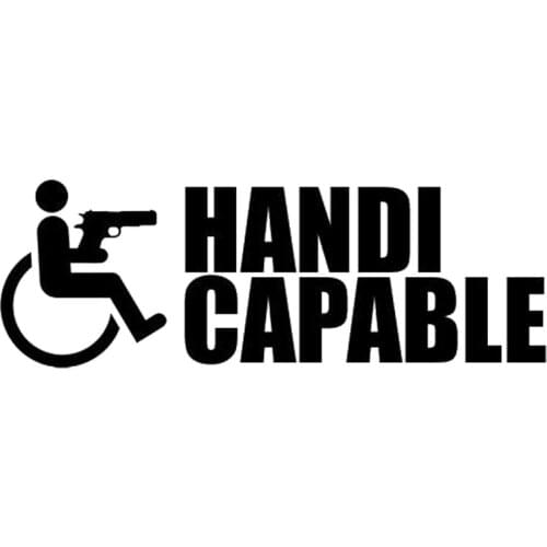12.7CM*4.3CM Handicapable Wheelchair Gun Decal Colt 45 Awesome Car Styling Decoration Car Sticke Decals Black/Sliver C8-0690