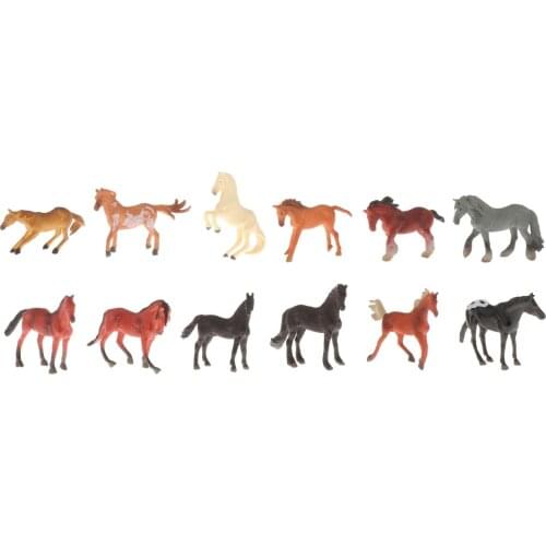 12 Pcs Lifelike Farm Animals Figure Miniature Horse Figurines Kids Early Educational Toys