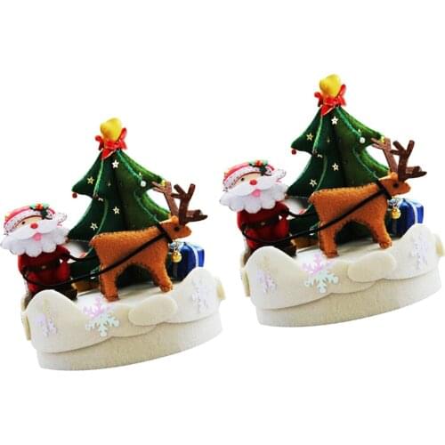 2 Sets Felt Christmas Kit DIY Cake Box Santa Claus Needle Felting for Kids Children