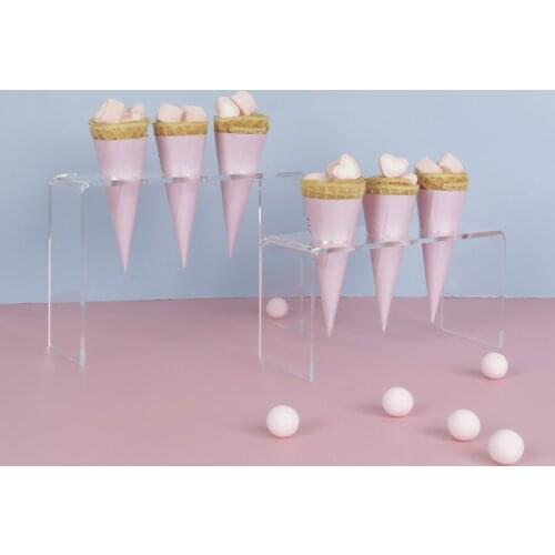2pcs/set Acrylic Ice-Cream Holder for Coffee Baking Dessert Shop Tableware Cupcake Sweet Cone Display Rack Cake for Party Decor