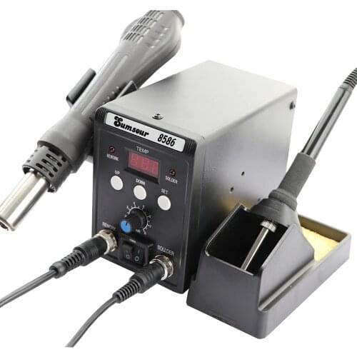 2 In 1 LCD Digital Display Anti-Static 8586 Soldering Station Hot Air Gun Electric Soldering Iron Welding Repair Electric Tools