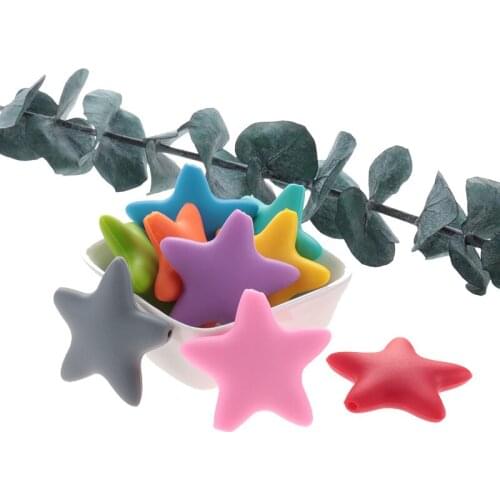 20pcs Silicone Beads Star Teethers Baby Teether Silicone Teething Beads Baby Toy Custom Bap Free Pendant For Pacifier