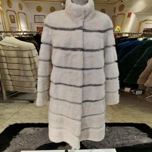 2020 Python skin mink fur coat Stitching mink coat fashion women fur coat High-end brand coat women WINTER PALACE PA031B-H