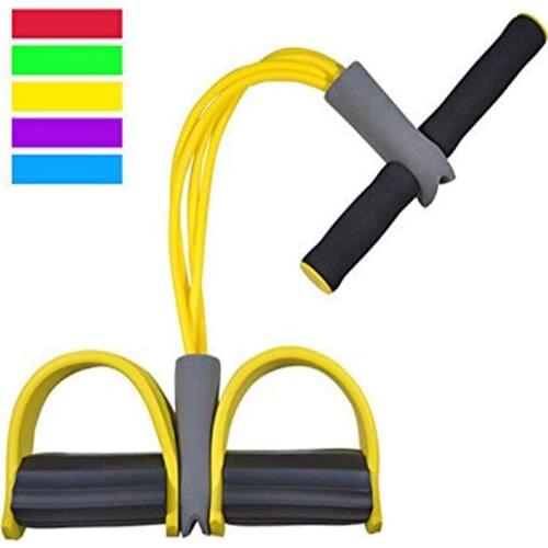 4 Tubes Fitness Sit-up Pull Rope Tension Rope Elastic Pull Rope Fitness Equipment for Abdomen Waist Arm Yoga Slimming Training