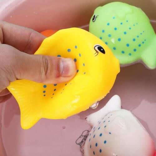 6Pcs Cartoon Chubby Fish Squeeze Sound Bathroom Water Play Game Baby Bath Toy Kids Educational Toys for Children Gifts
