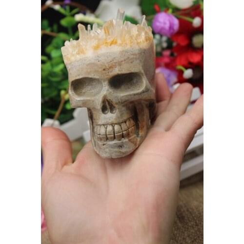 602 grams of natural Tibet clear quartz crystal skull specimen cluster A888