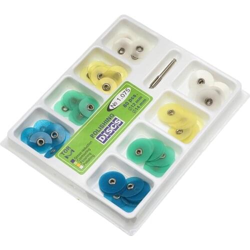 80pcs/Set 12mm 14mm Dental Finishing and Polishing Discs Metal Bush Composite Finishing Contouring Kit Set Dental Tool Fashion