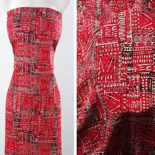 African Geometry Abstract Pattern Africa Style Rayon Fabric Viscose Soft Smooth Fabric Apparel Shirt Baby Cloth Dress pajamas