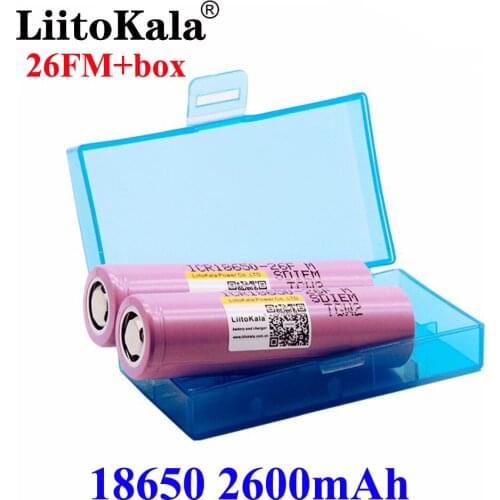 LiitoKala 26FM 3.7V 18650 2600mAh batteries rechargeable Battery ICR18650-26FM safe batteries Industrial use + 18650 box