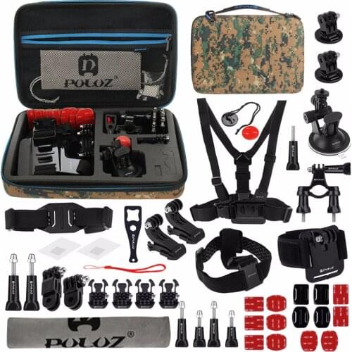 For GoPro Accessories 45 in 1 Ultimate Combo Kit W / Camouflage EVA Case stocker for GoPro HERO5 Session HERO4 HERO 5 4 3