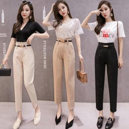 2020 New Women Chiffon Suit Pants Spring Summer Fashion Female Casual High Waist Office Lady Career Harem Trousers Pantalon M140