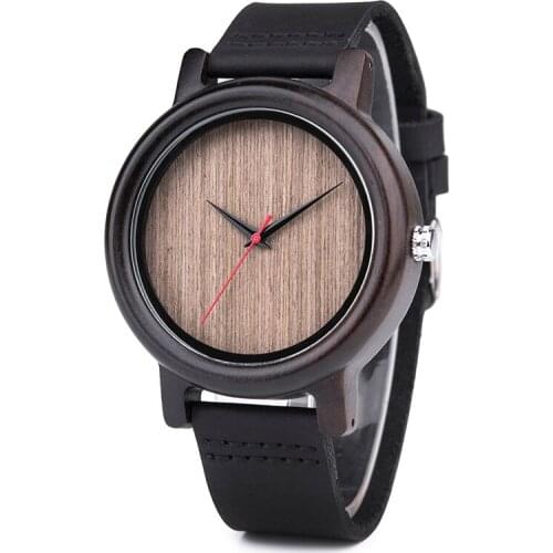 DODO DEER Ebony Wood Ladies Watches Mens Quartz Leather Strap Band Wristwatch Male Women часы муржские наручные Wholesale Gift