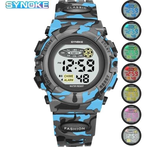 SYNOKE Kids Watches for Kids Children Digital Sport Camouflage Military Regalos Para Fiestas De Ninos Education Watch