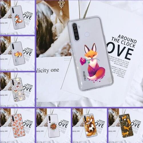 For Realme C3 X3 Xt C11 6i X Phone Case Kawaii Fox Animal Soft Silicone Transparent Back Cover For Oppo Realme 5 6 X50 X2 Pro