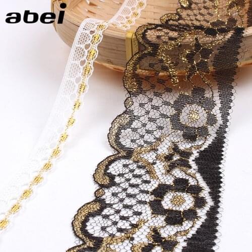 20Yards Black/Gold Lace Ribbon DIY Sewing Trimming Craft Garment Accessories Wedding Gift Floral Decoration Lace Trims Supplier