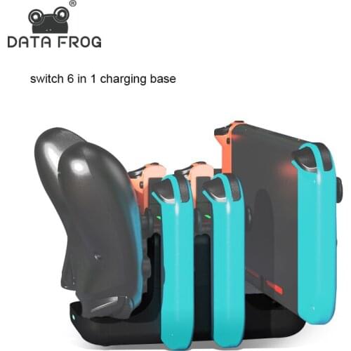 Data Frog 6 in 1 Charging Docking Station For Nintendo Switch Joy-con Controller Charger Stand LED Light For Switch Accessories