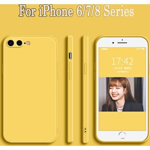For iPhone 7/8 Plus Straight Side Liquid Phone Case For iPhone SE 2020/iPhone 6/6S Square Liquid Silicone Soft Shell Back Cover