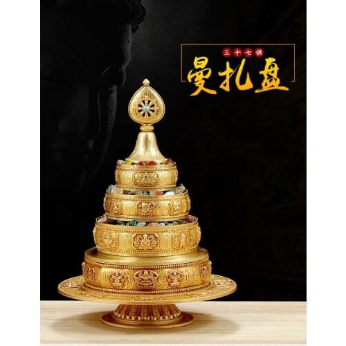 HOME shrine altar worship Buddhism safe protection GOOD LUCK Eight Auspicious Symbols of Buddhism COPPER Gemstone Manza plate