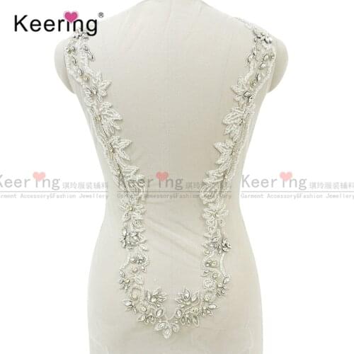 Elegant Hand-made Backless rhinestone applique for Bridal dress WDP-070