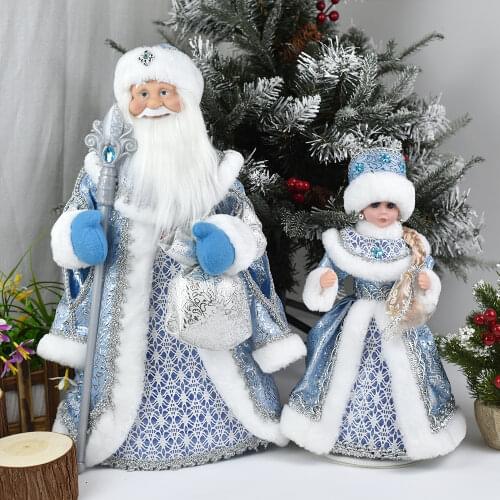 Santa Claus Electric Dolls Plush Toy Candy Bucket with Music Christmas Decoration Birthday Gift for Kids Navidad Home Ornaments