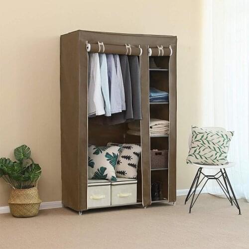 Fabic Wardrobe Closet Modern Bedroom Furniture Dormitory Dustproof Clothing Storage Folding Clothing Closet with Drawer HWC